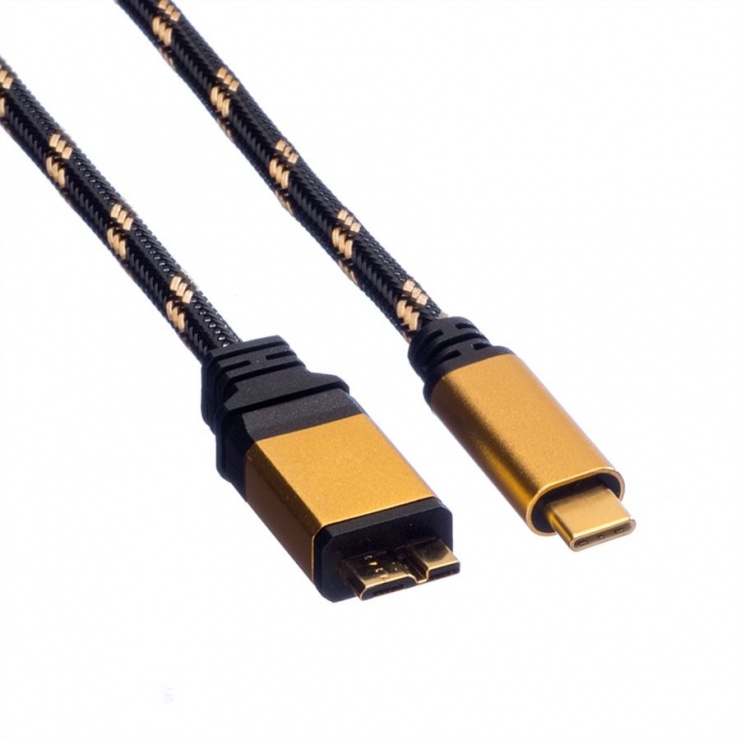 Imagine Cablu USB 3.1 tip C la micro USB-B GOLD T-T 0.5m, Roline 11.02.9025