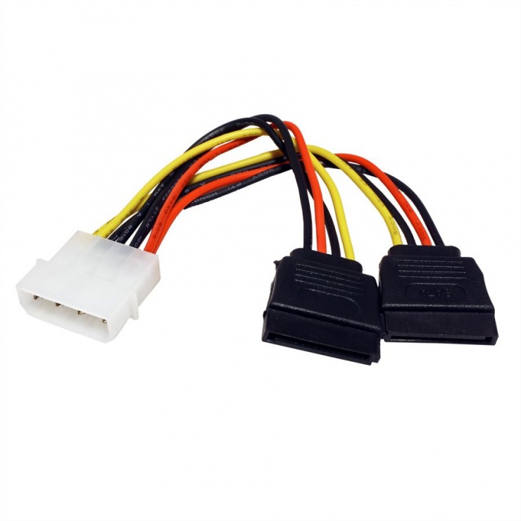 Imagine Cablu de alimentare Molex la 2 x SATA 12cm, Roline 11.03.1050 -1