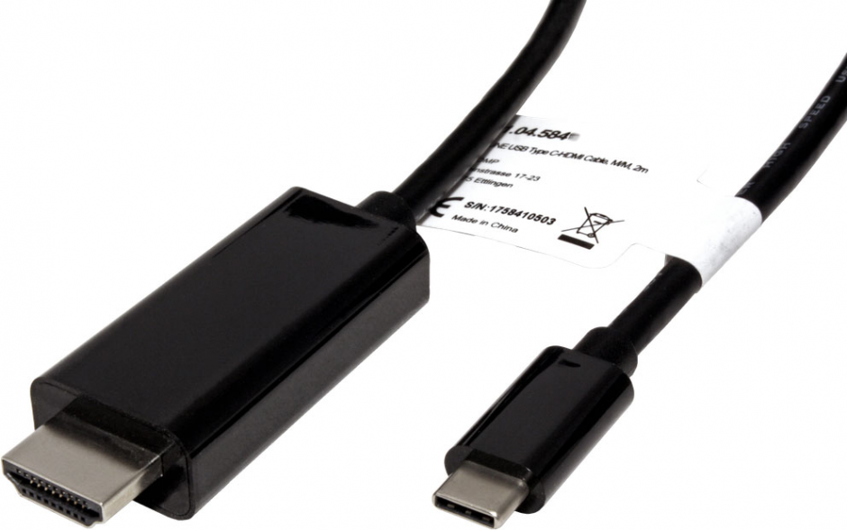 Imagine Cablu USB tip C la HDMI 4K@60 Hz T-T 5m Negru, Roline 11.04.5843-3