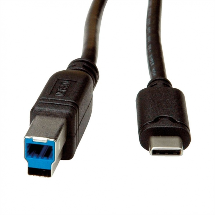 Imagine Cablu USB 3.0 tip C la USB tip B negru T-T 1.8m, Roline 11.02.8880-2