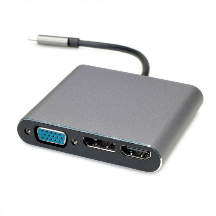 Imagine Docking Station USB-C la 4K HDMI, 1 x VGA, 1 x Displayport, 1 x RJ45 Ethernet, Roline 12.02.1116-1