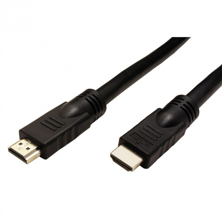Imagine Cablu HDMI UHD 4K activ cu repeater T-T Negru 15m, Roline 14.01.3452