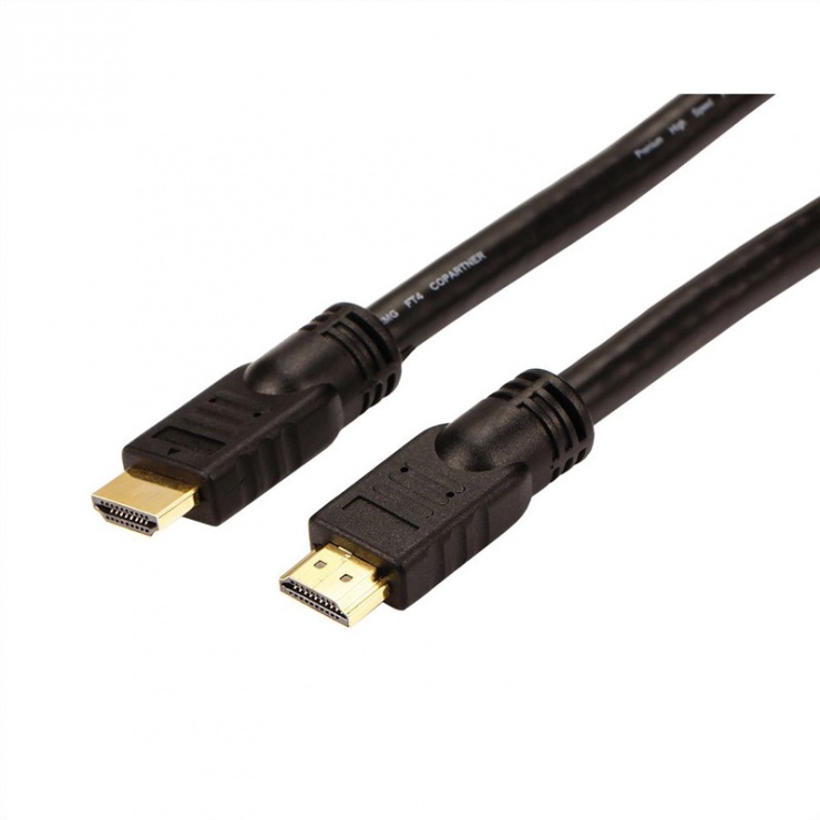 Imagine Cablu HDMI UHD 4K activ cu repeater T-T Negru 15m, Roline 14.01.3452-1