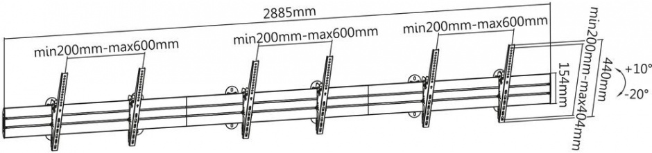 Imagine Suport perete Menu Board 3 TV/monitoare max 127cm (50"), Roline 17.03.1253-1