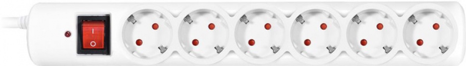 Imagine Prelungitor cu protectie 6 prize Schuko 1.5m Alb Switch ON/OFF, Value 19.99.1071-2