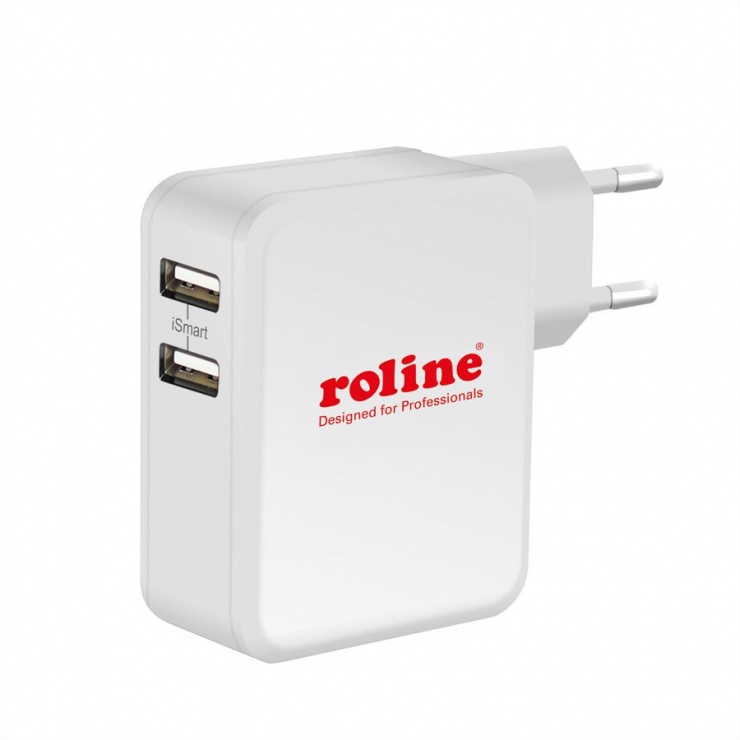Imagine Incarcator priza cu 2 x USB 4.8A, Roline 19.11.1026