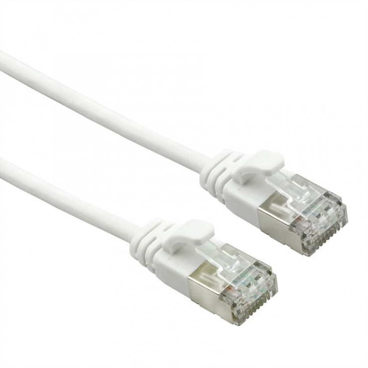 Imagine Cablu de retea U/FTP Data Center cat 7 LSOH cu mufe RJ45 (500 MHz) Slim Alb 2m, Roline 21.15.1712