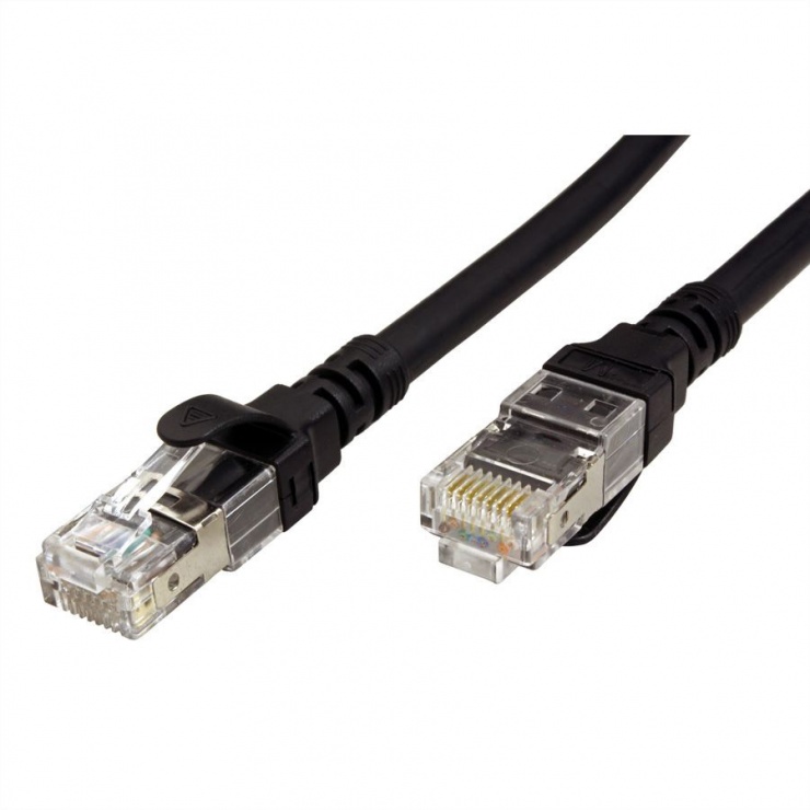Imagine Cablu de retea S/FTP Cat.6A Component Level LSOH Negru 0.5m, Roline 21.15.1960-1