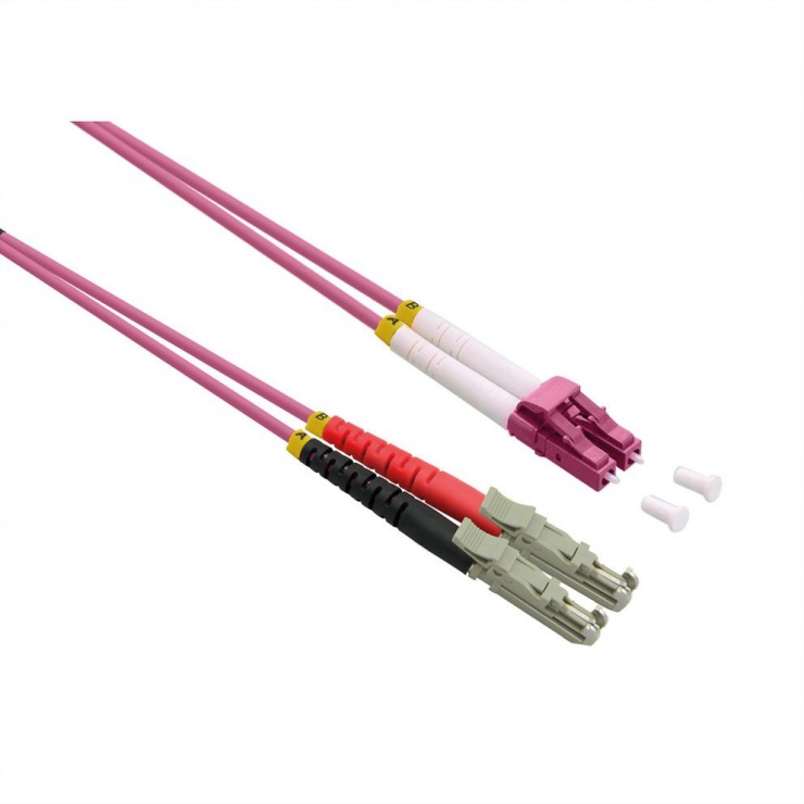 Imagine Cablu fibra optica Duplex LSH - LC, UPC Polish OM4 violet LSOH 7.5m, Roline 21.15.9476