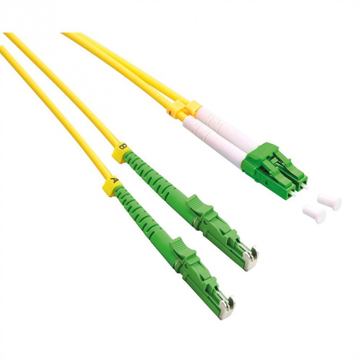 Imagine Cablu fibra optica Jumper Duplex OS2 LSH - LC APC Polish, LSOH, Galben 7.5m, Roline 21.15.9486