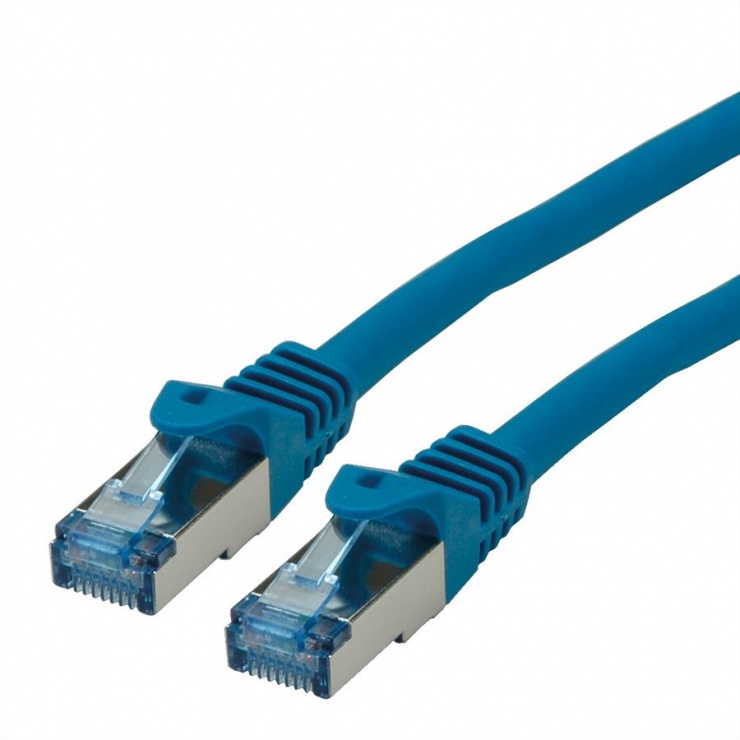 Imagine Cablu de retea S/FTP Cat.6A, Component Level, LSOH Albastru 0.3m, Roline 21.15.2974
