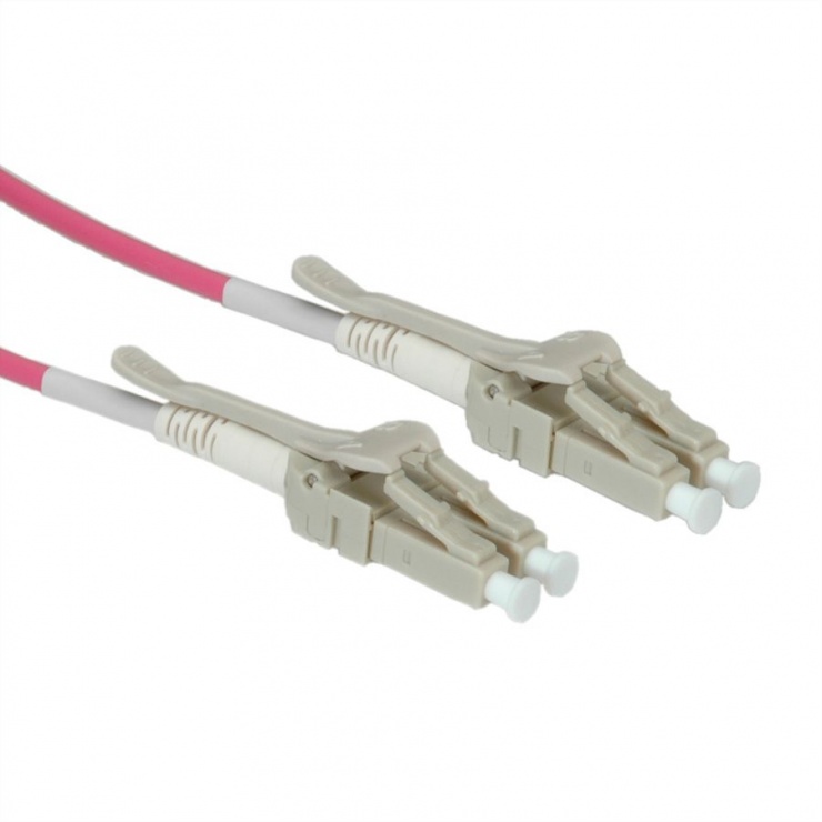 Imagine Cablu fibra optica LC - LC OM4 conector Low Loss pentru Data Center 1m violet, Roline 21.15.8871