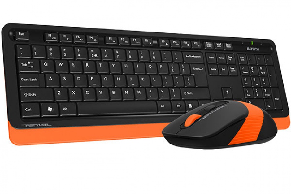 Imagine KIT tastatura + mouse wireless A4Tech Fstyler Negru/Orange, FG1010 Orange-1
