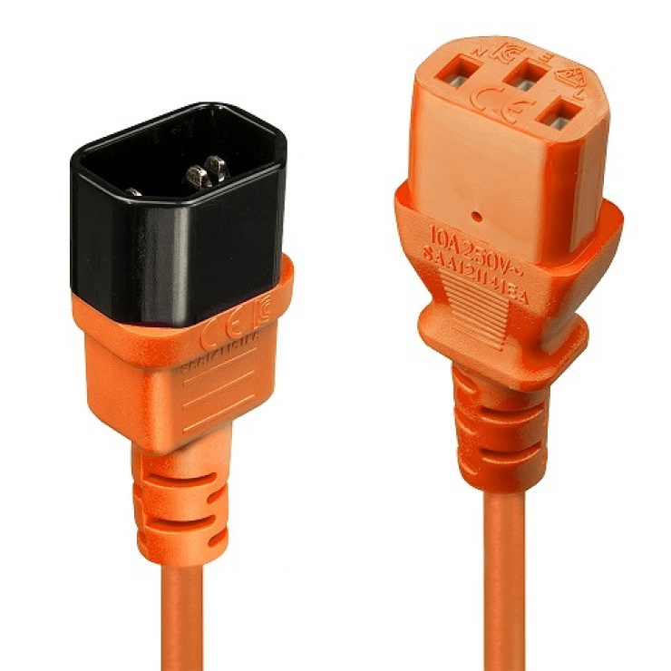Imagine Cablu prelungitor alimentare IEC C13 - C14 2m Orange, Lindy L30475