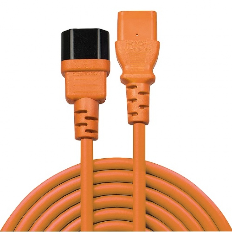 Imagine Cablu prelungitor alimentare IEC C13 - C14 2m Orange, Lindy L30475-1