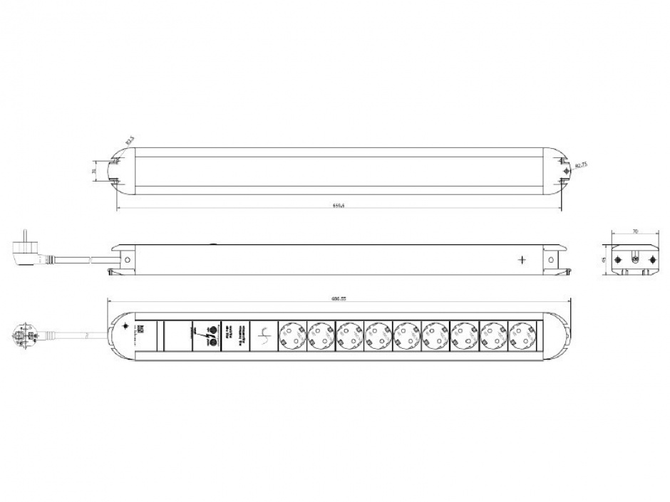 Imagine Prelungitor cu protectie PRIMO cu 9 x Schuko aluminiu 1.75m, Bachmann 331.007 