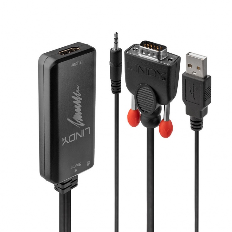 Imagine Convertor VGA la HDMI T-M cu audio si alimentare USB, Lindy L38183
