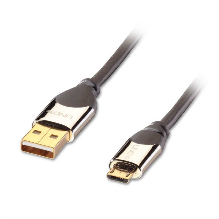 Imagine Cablu USB 2.0 la micro USB-B CROMO 3m T-T, Lindy L41596