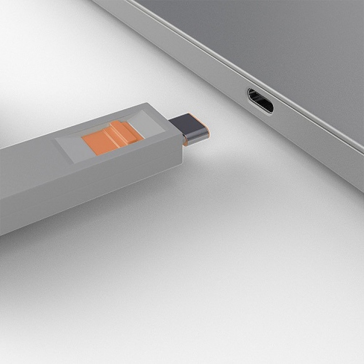 Imagine Set 4 bucati Port Blocker USB tip C/Thunderbolt 3 + cheie Orange, Lindy L40428-2