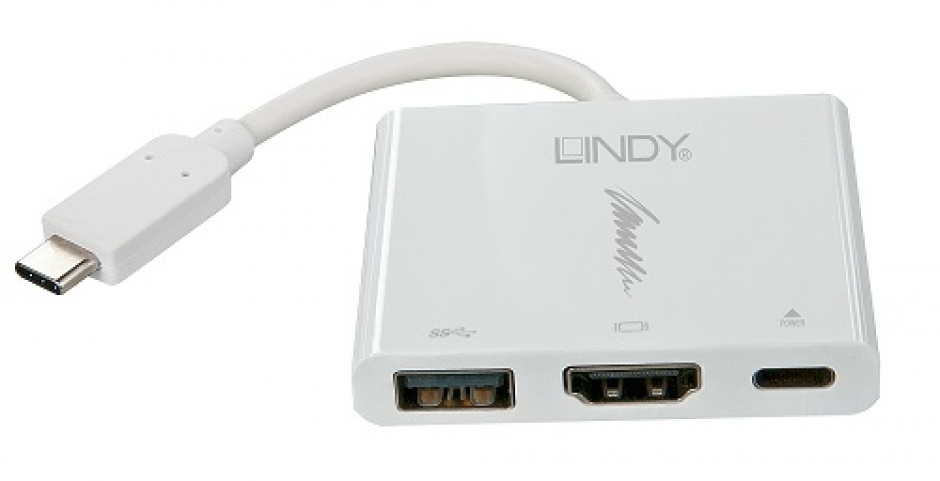 Imagine Adaptor USB 3.1 tip C la HDMI cu USB si alimentare, Lindy L43198