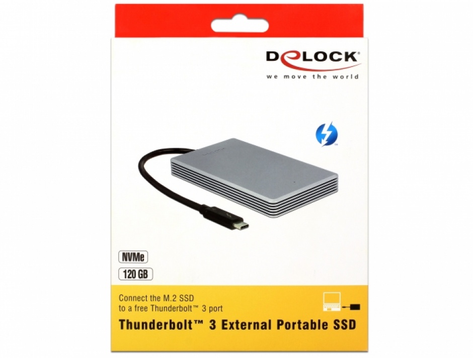 Imagine SSD Thunderbolt 3 extern portabil M.2 PCIe NVMe 120 GB, Delock 54060