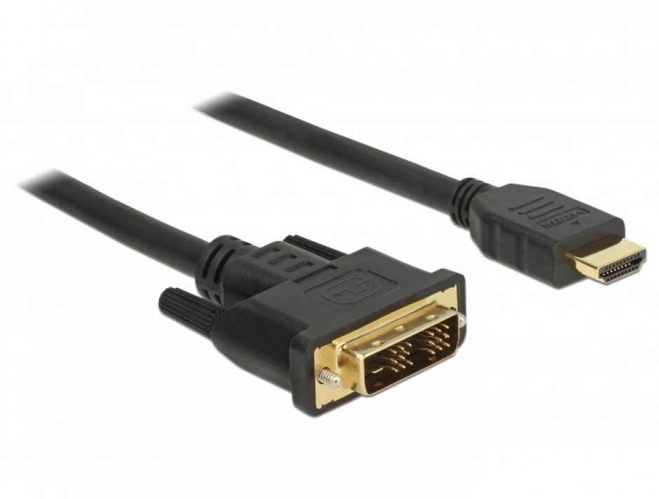 Imagine Cablu DVI-D Single Link 18+1 la HDMI pini T-T 1.5m, Delock 85583