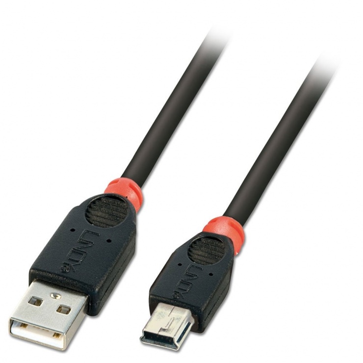Imagine Cablu mini USB 2.0 la USB-A 3m T-T Negru, Lindy L41794