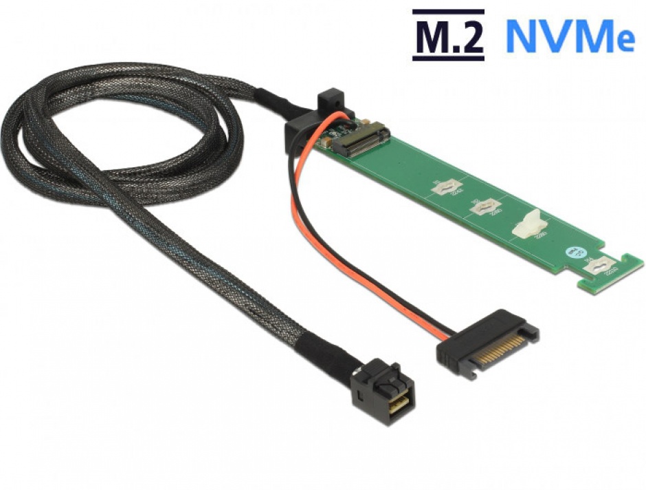Imagine Convertor SFF-8643 la 1 x M.2 NVMe Key M + cablu 1m, Delock 63342