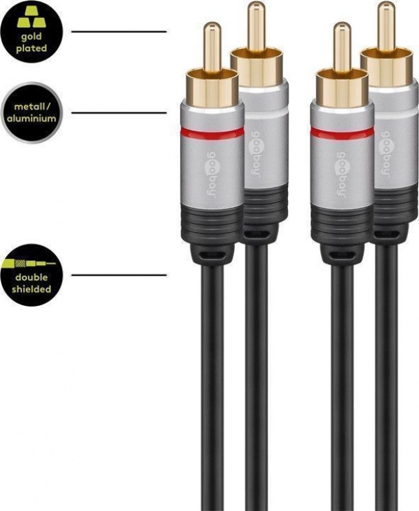 Imagine Cablu audio 2 x RCA la 2 x RCA CCS T-T 3m, Goobay 77394-2