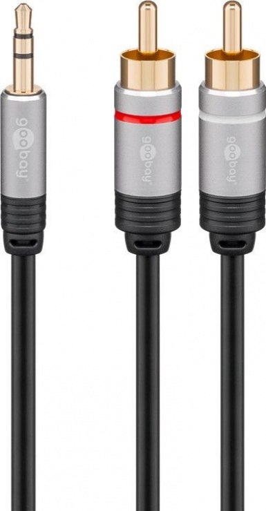 Imagine Cablu audio jack 3.5mm la 2 x RCA CCS T-T 3m, Goobay 78739