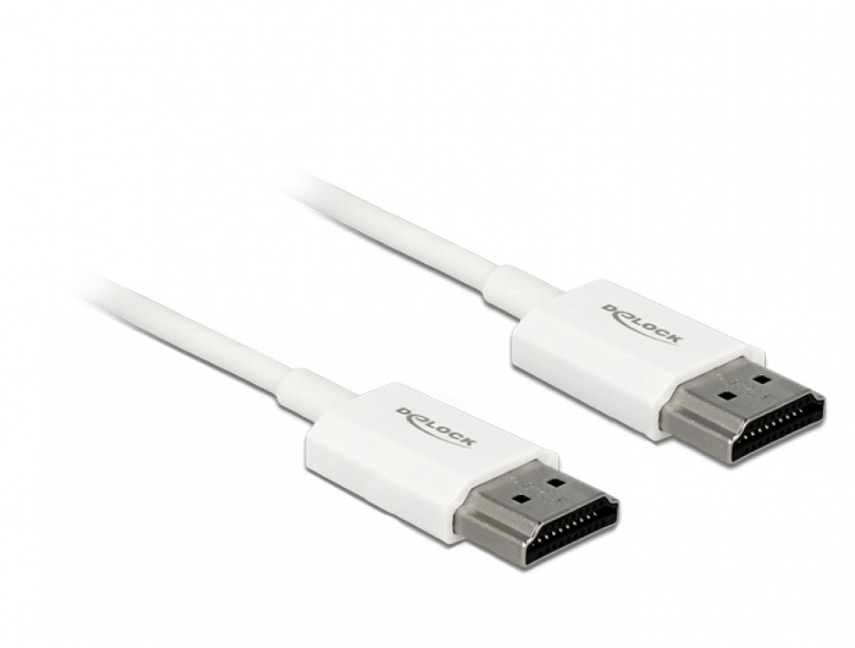 Imagine Cablu HDMI v2.0 3D 4K T-T 4.5m Activ Slim Premium Alb, Delock 85139