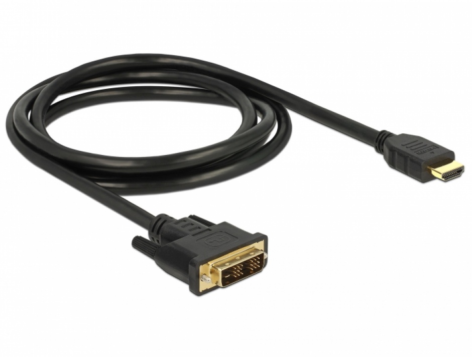 Imagine Cablu DVI-D Single Link 18+1 la HDMI pini T-T 1.5m, Delock 85583-1