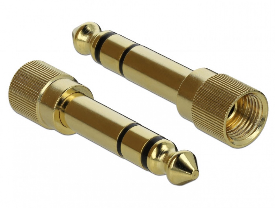 Imagine Cablu prelungitor jack stereo 3.5mm 3 pini T-M + adaptor cu surub 6.35 mm 1m, Delock 85780-2