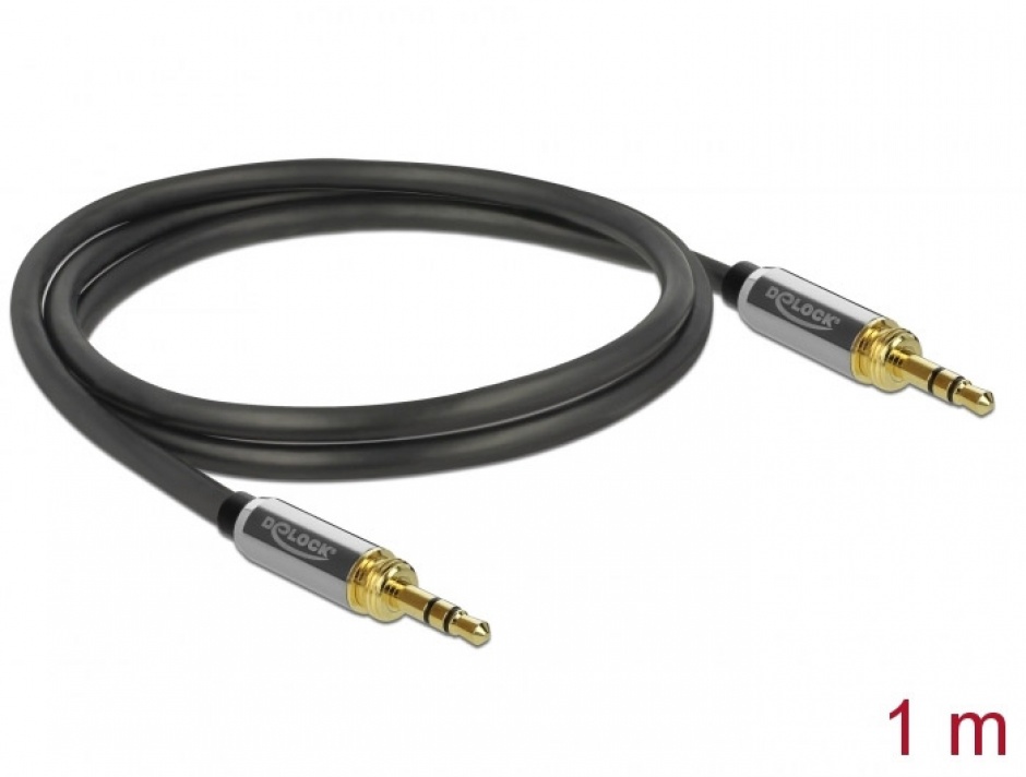 Imagine Cablu jack stereo 3.5mm 3 pini T-T + adaptor cu surub 6.35 mm 1m, Delock 85785-1