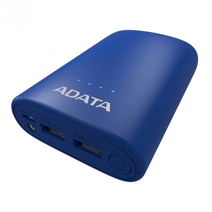 Imagine Power bank 10050mAh 2.4A lanterna LED Blue, A-DATA P10050V -4