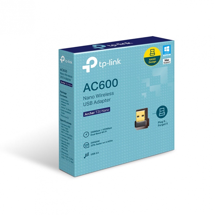Imagine Adaptor USB Wireless Nano AC600, TP-LINK Archer T2U Nano-3