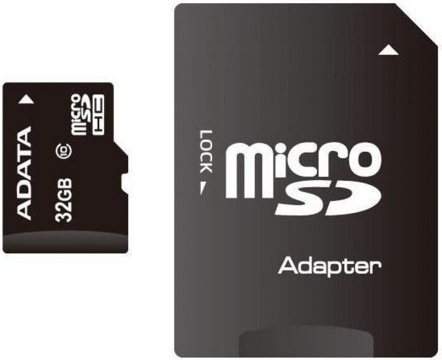 Imagine Card de memorie micro SDHC 32GB clasa 10 + adaptor SD, ADATA  AUSDH32GUICL10-RA1