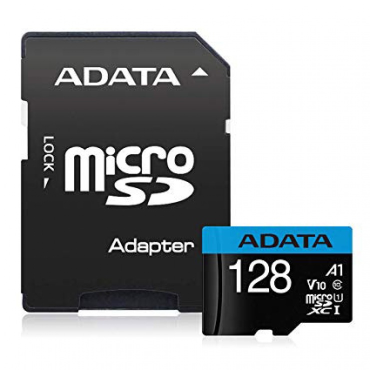 Imagine Card de memorie MicroSD SDXC 128GB clasa 10 + adaptor SD, ADATA AUSDX128GUICL10A1-RA1