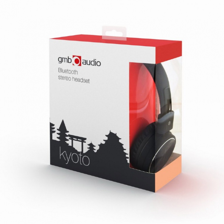 Imagine Casti bluetooth v4.2 + EDR cu microfon Kyoto Negru, Gembird BHP-KIX-BK-2