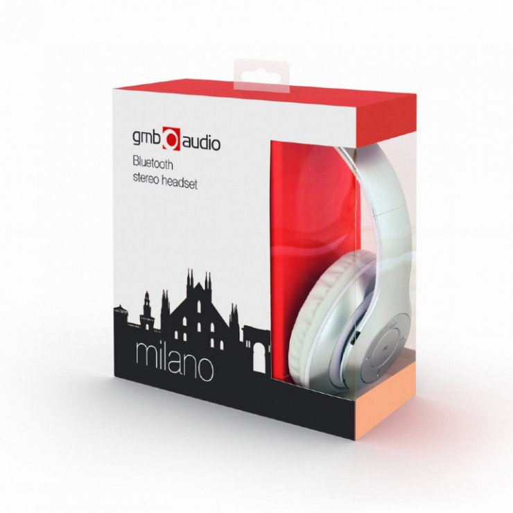 Imagine Casti bluetooth v4.2+EDR cu microfon Milano Alb, Gembird BHP-MXP-SW-2