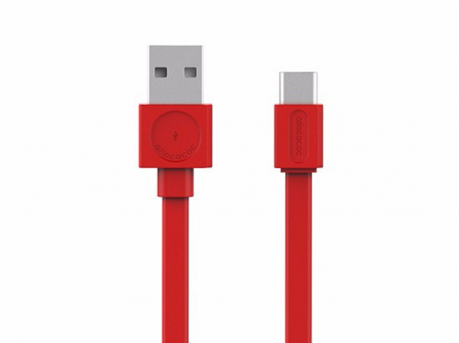 Imagine Cablu de date si incarcare USB 2.0-A la tip C 1.5m Rosu, Allocacoc