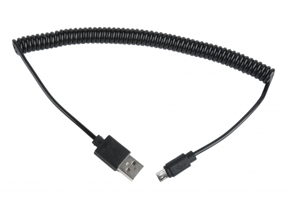 Imagine Cablu micro USB la USB 2.0 spiralat negru 1.8m, Gembird CC-mUSB2C-AMBM-6 