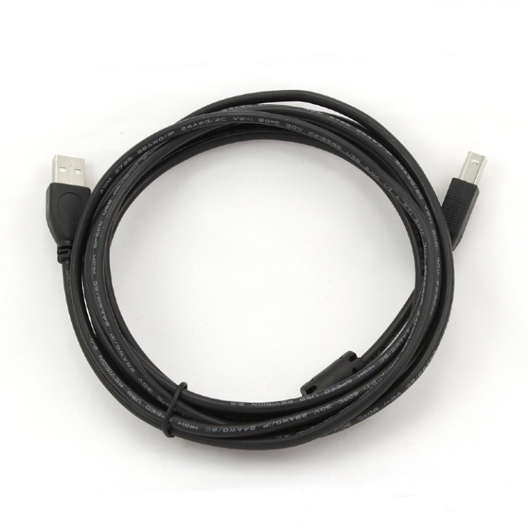 Imagine Cablu USB 2.0 A-B cu ferita 3m, Gembird CCF-USB2-AMBM-10-1
