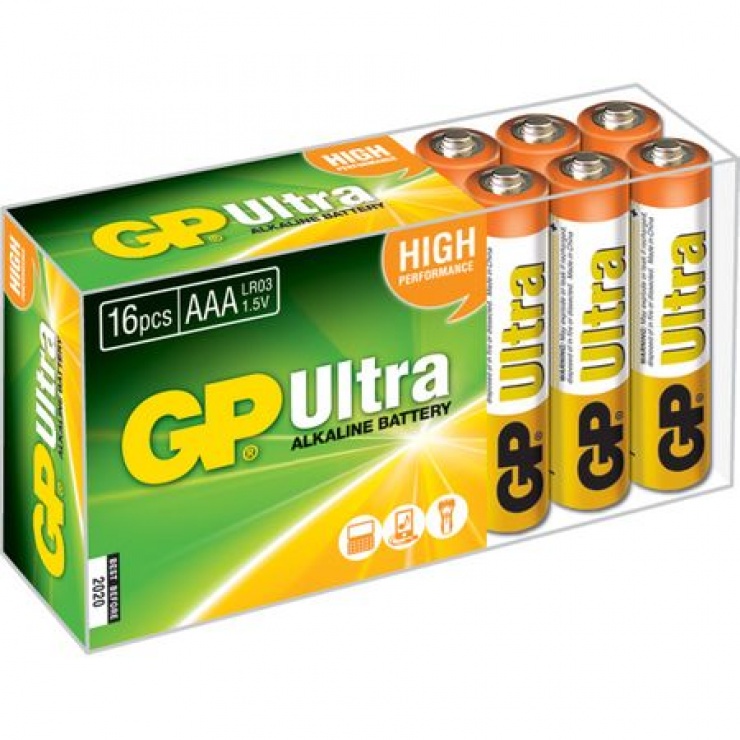 Imagine Set 16 buc baterie AAA (R3) ultra alcalina, GP Batteries