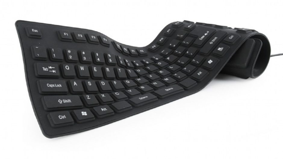 Imagine Tastatura flexibila USB cu adaptor OTG Negru, Gembird KB-109F-B
