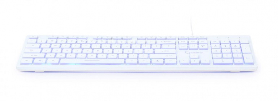 Imagine Tastatura USB Multimedia backlight 3 culori Alba, Gembird KB-UML3-01-W 