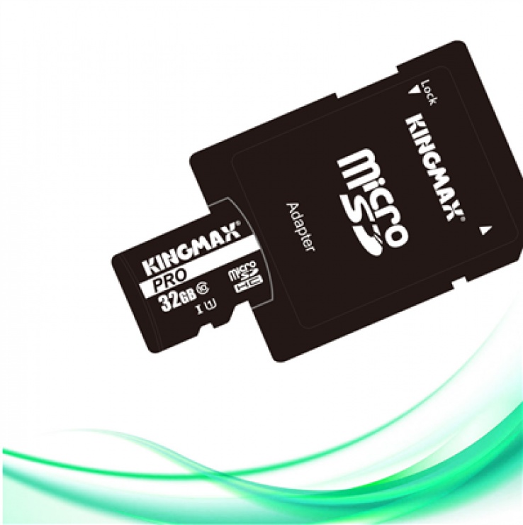 Imagine Card de memorie micro SDHC 32GB clasa 10 PRO + adaptor SD, Kingmax KM-PS04-32GB-PRO