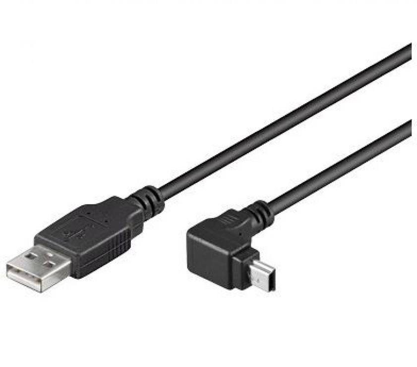 Imagine Cablu USB 2.0 la mini USB unghi 90 grade 1.8m T-T Negru, KU2M2A-90