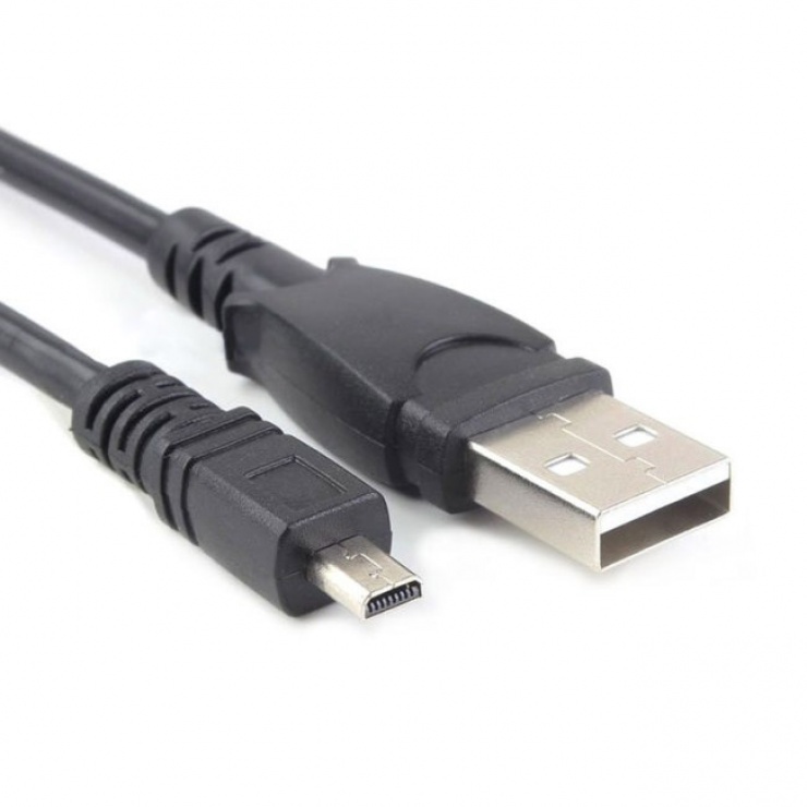 Imagine Cablu USB 2.0 la mini USB (Sanyo,Panasonic LUMIX, Fuji, Nikon) 2m Negru, KU2M2D