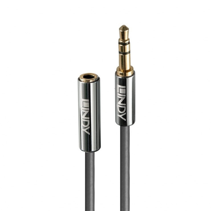 Imagine Cablu prelungitor audio jack stereo 3.5mm CROMO Line T-M 1m, Lindy L35327